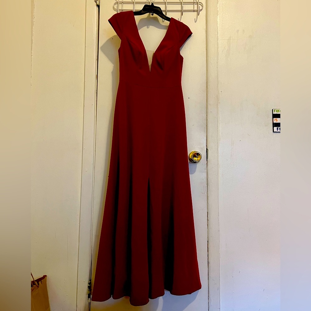 Red Azazie bridesmaids gown